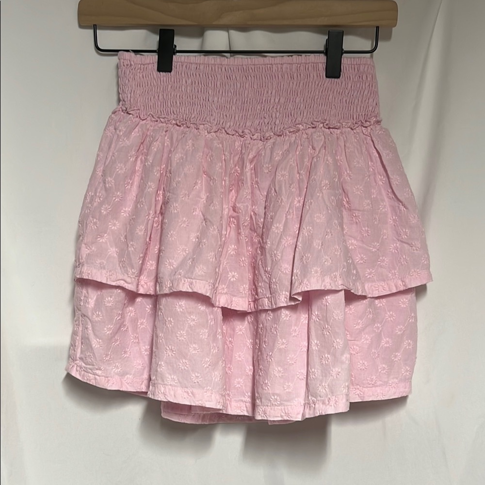 Hollister Pink Smocked Bubble Mini Skirt sz large